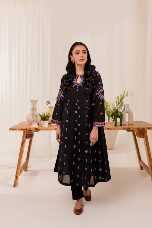 2PC Embroidered Dress- EBF01